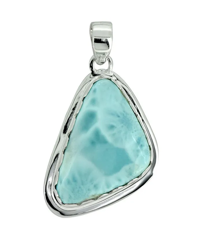 YoTreasure Natural Larimar Solid 925 Sterling Silver Pendant 2 Necklaces