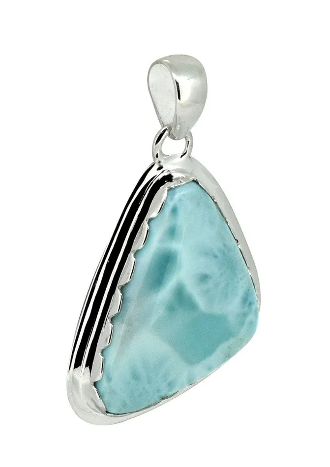 YoTreasure Natural Larimar Solid 925 Sterling Silver Pendant 2 Necklaces
