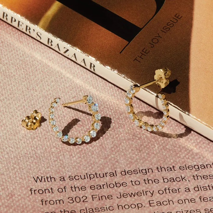 302 Fine Jewelry Earrings I Bet On Me LabGrown Diamond FrontBack Diamond Hoop Earrings Solid 14K Yellow White Rose