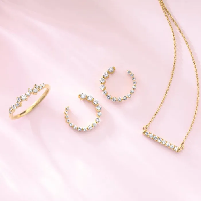 302 Fine Jewelry Earrings I Bet On Me LabGrown Diamond FrontBack Diamond Hoop Earrings Solid 14K Yellow White Rose