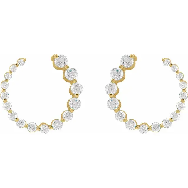302 Fine Jewelry Earrings I Bet On Me LabGrown Diamond FrontBack Diamond Hoop Earrings Solid 14K Yellow White Rose