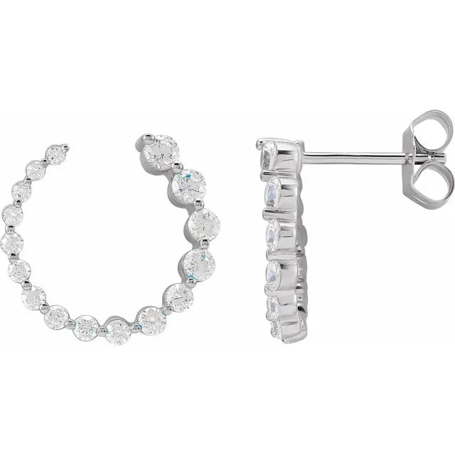 302 Fine Jewelry Earrings I Bet On Me LabGrown Diamond FrontBack Diamond Hoop Earrings Solid 14K Yellow White Rose