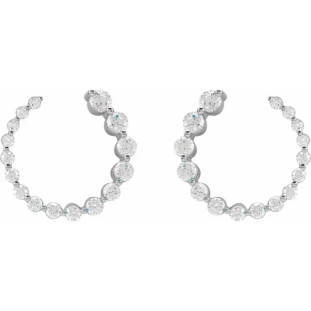 302 Fine Jewelry Earrings I Bet On Me LabGrown Diamond FrontBack Diamond Hoop Earrings Solid 14K Yellow White Rose