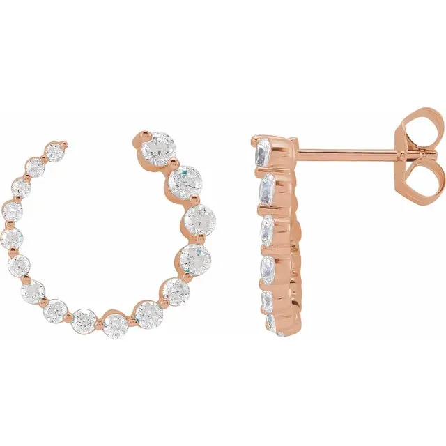 302 Fine Jewelry Earrings I Bet On Me LabGrown Diamond FrontBack Diamond Hoop Earrings Solid 14K Yellow White Rose