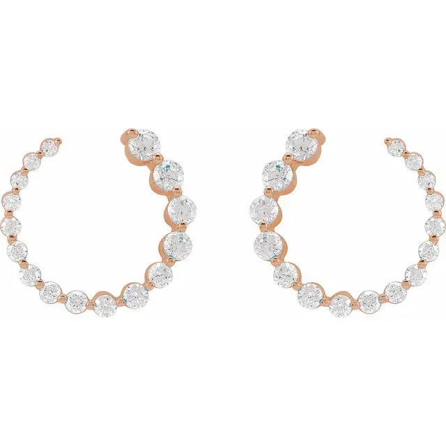302 Fine Jewelry Earrings I Bet On Me LabGrown Diamond FrontBack Diamond Hoop Earrings Solid 14K Yellow White Rose