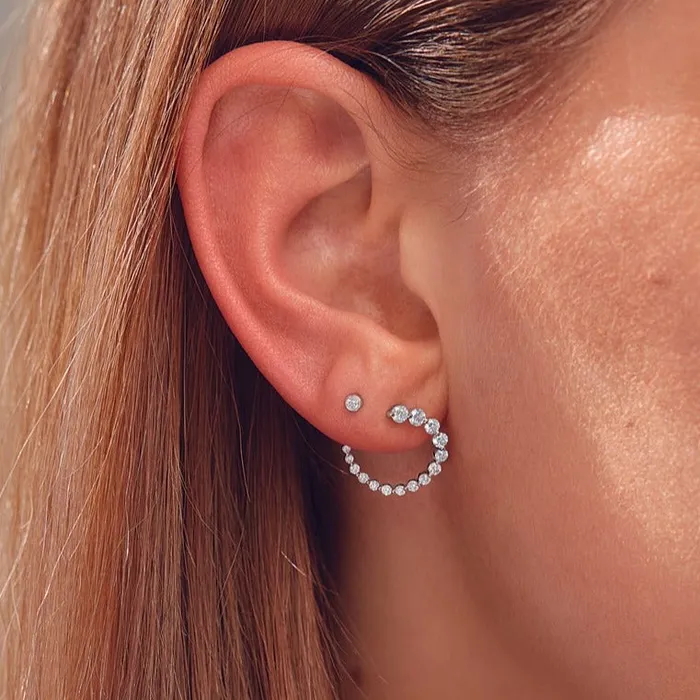 302 Fine Jewelry Earrings I Bet On Me LabGrown Diamond FrontBack Diamond Hoop Earrings Solid 14K Yellow White Rose