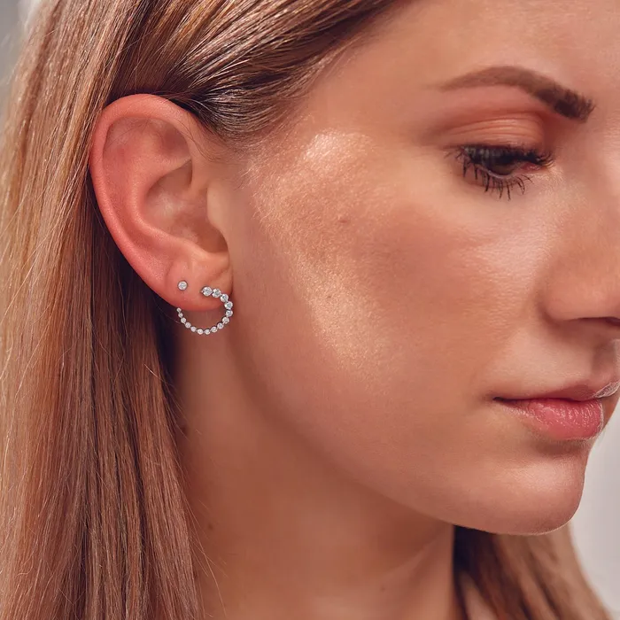 302 Fine Jewelry Earrings I Bet On Me LabGrown Diamond FrontBack Diamond Hoop Earrings Solid 14K Yellow White Rose