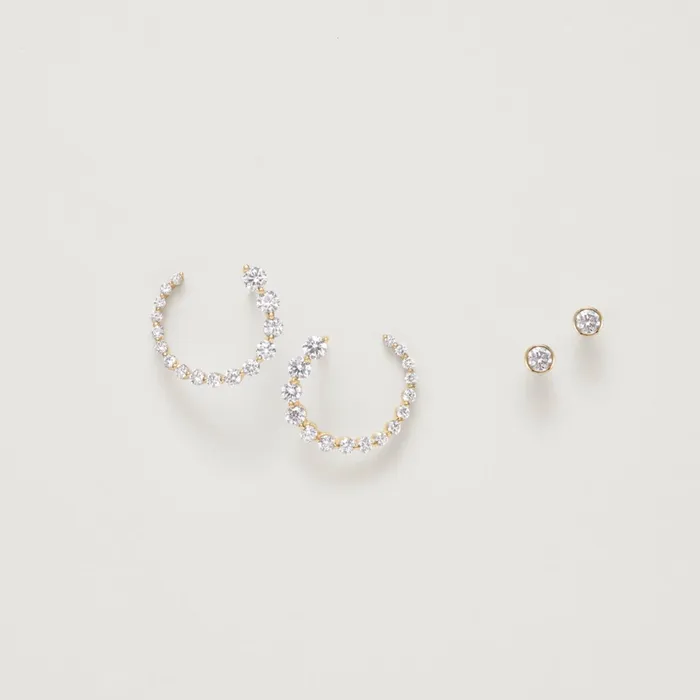 302 Fine Jewelry Earrings I Bet On Me LabGrown Diamond FrontBack Diamond Hoop Earrings Solid 14K Yellow White Rose
