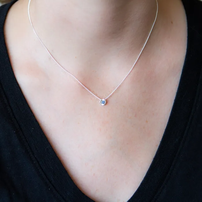 Blue Montana Sapphire Small Aurora Necklace in Sterling Silver Corey Egan Necklaces