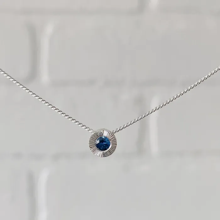 Blue Montana Sapphire Small Aurora Necklace in Sterling Silver Corey Egan Necklaces