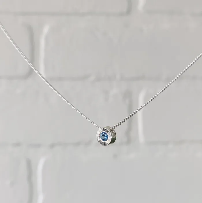 Blue Montana Sapphire Small Aurora Necklace in Sterling Silver Corey Egan Necklaces