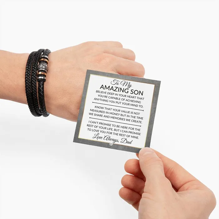 Bracelets ShineOn Fulfillment Son Gift From Dad You Can Achieve Anything Mens Braided Leather Bracelet Great As A Christmas Gift or A Birthday Present For Him