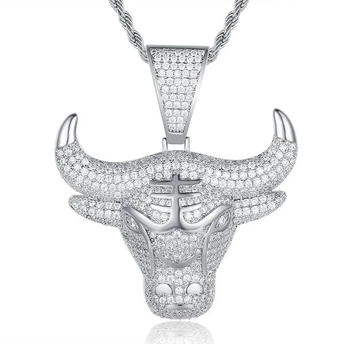 Bull Head Pendant Silver Glitters Necklaces