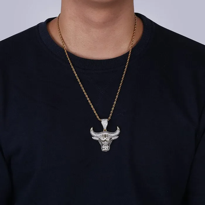 Bull Head Pendant Silver Glitters Necklaces