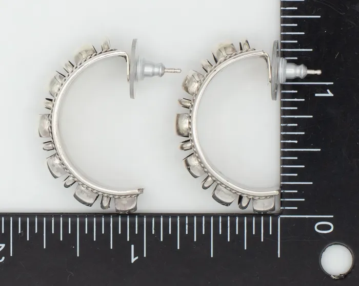 Earrings Crown Jewels Coin Pricilla Apache Navajo Handmade Sterling Silver 1 Hoop Earrings