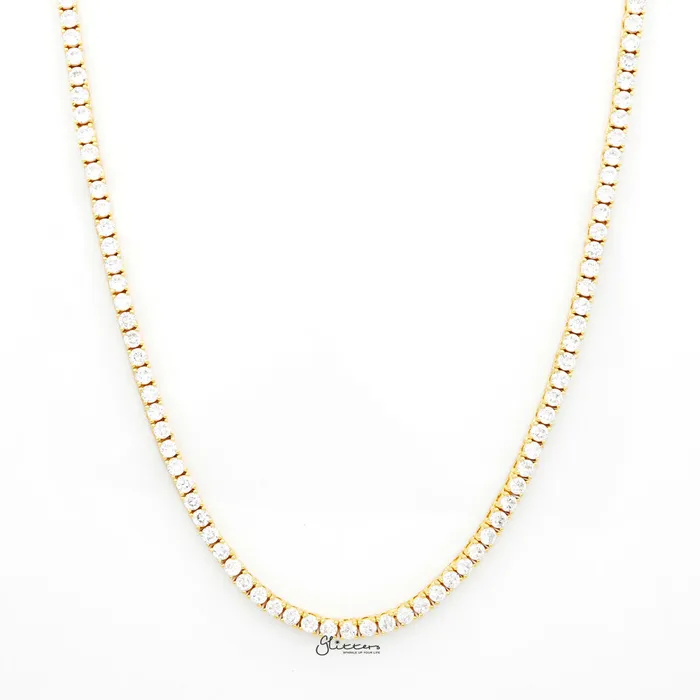 Glitters Necklaces 3mm Round Cut CZ Tennis Necklace