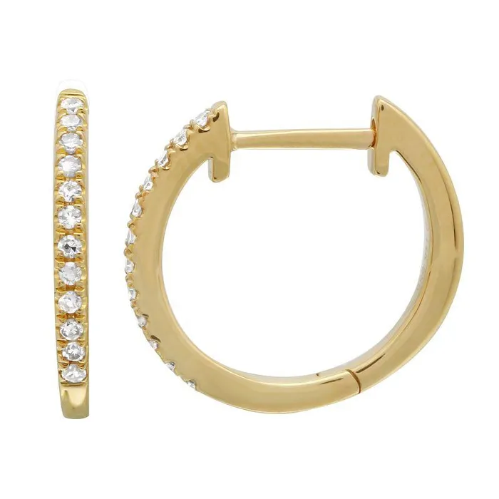Izakov Diamonds Fine Jewelry 14K Gold Micro Pave Diamond Huggies 13mm PreStyled Sets Izakov Diamonds Fine Jewelry 14K Gold Micro Pave Diamond Huggies 13mm PreStyled Sets