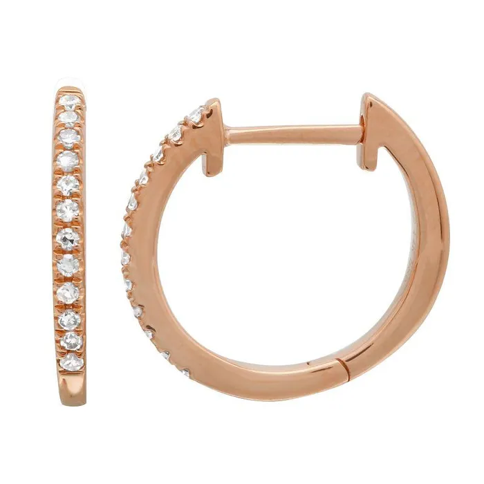 Izakov Diamonds Fine Jewelry 14K Gold Micro Pave Diamond Huggies 13mm PreStyled Sets