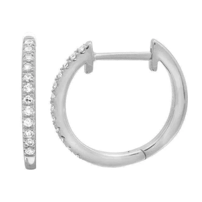Izakov Diamonds Fine Jewelry 14K Gold Micro Pave Diamond Huggies 13mm PreStyled Sets