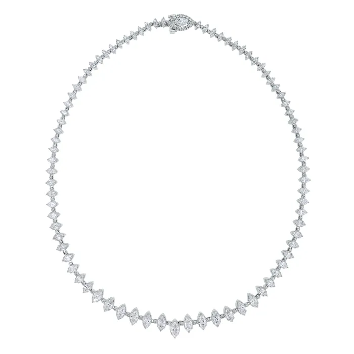 Marquise Diamond Tennis Necklace 945 ct Diamonds in White Gold Beauvince Necklaces