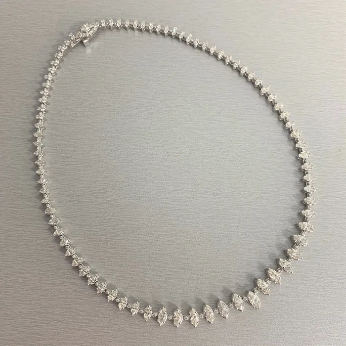 Marquise Diamond Tennis Necklace 945 ct Diamonds in White Gold Beauvince Necklaces