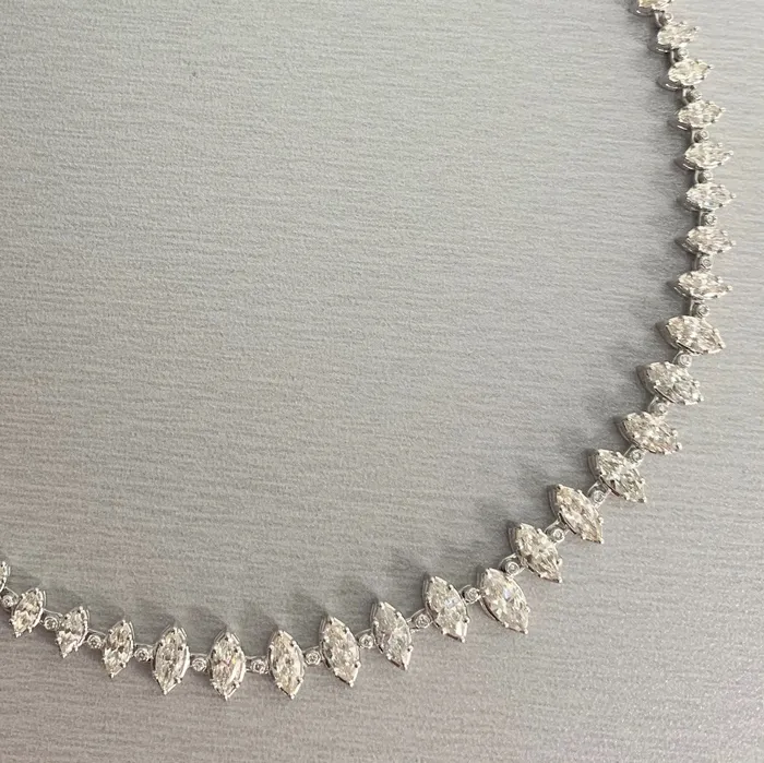 Marquise Diamond Tennis Necklace 945 ct Diamonds in White Gold Beauvince Necklaces