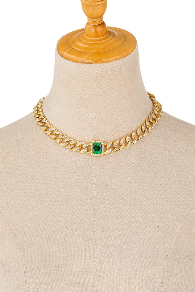 Necklaces Camila 18K Collar Necklace Green Eye Candy LA