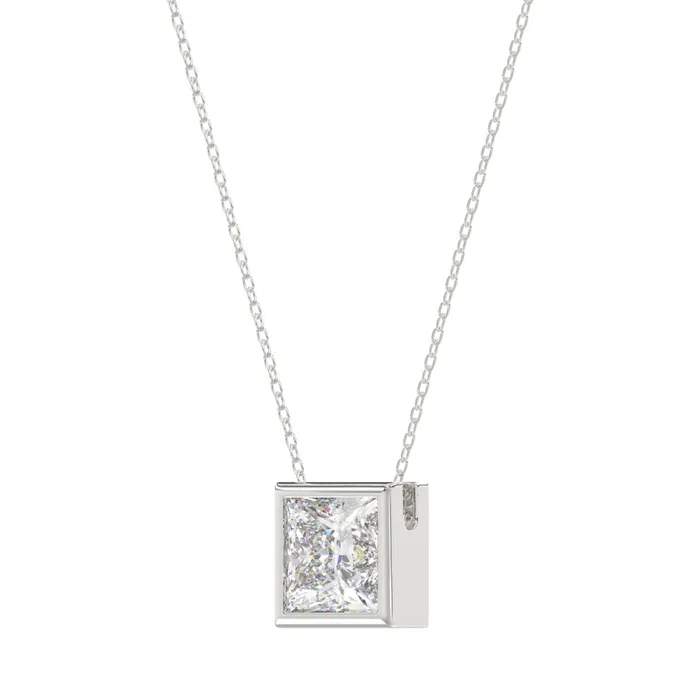 Necklaces Ethos LADIES SOLITAIRE PENDANT 1CT PRINCESS DIAMOND 14K WHITE GOLD WITH CHAIN