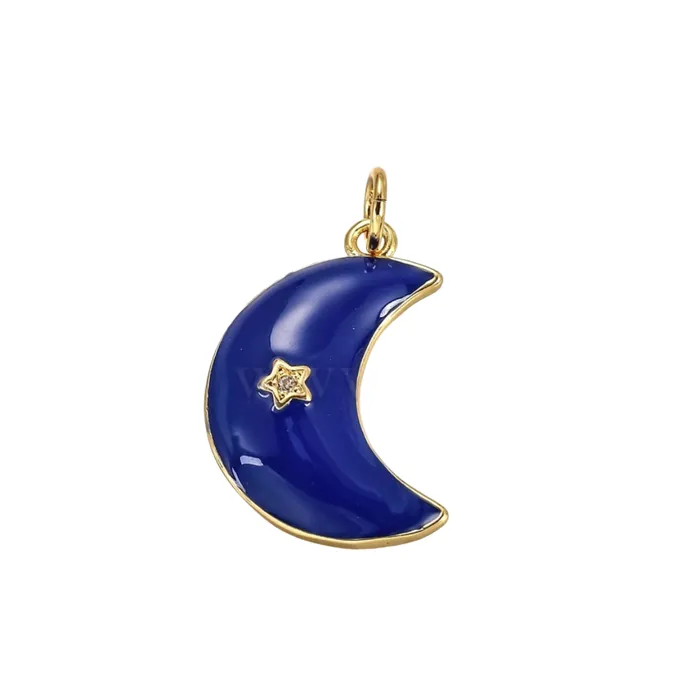 pau jewelry Charm Necklaces Blue moon charm