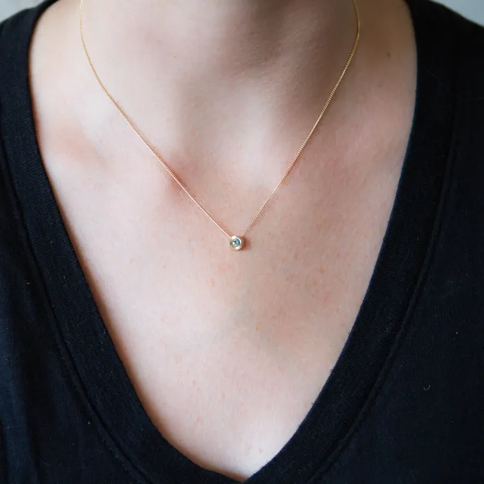 Teal Montana Sapphire Small Aurora Necklace in Yellow Gold Corey Egan Necklaces