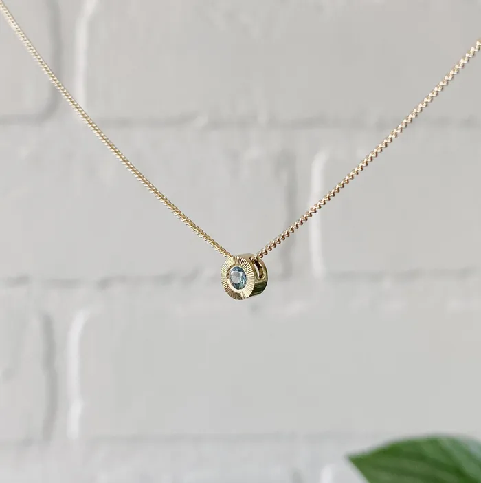 Teal Montana Sapphire Small Aurora Necklace in Yellow Gold Corey Egan Necklaces